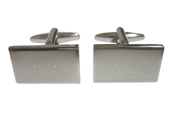 Silver Toned Etched Micronesia Flag Cufflinks