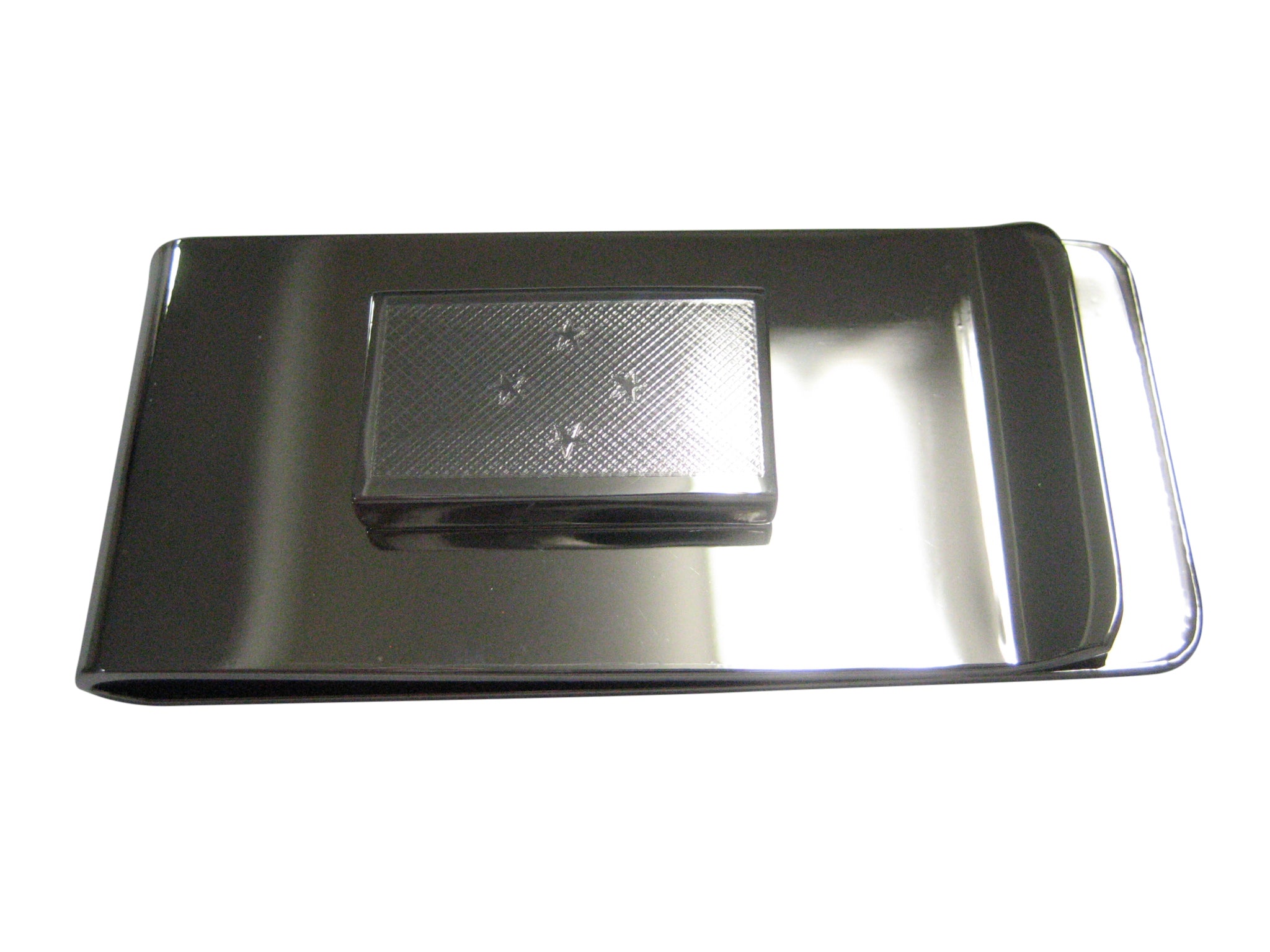 Silver Toned Etched Micronesia Flag Money Clip