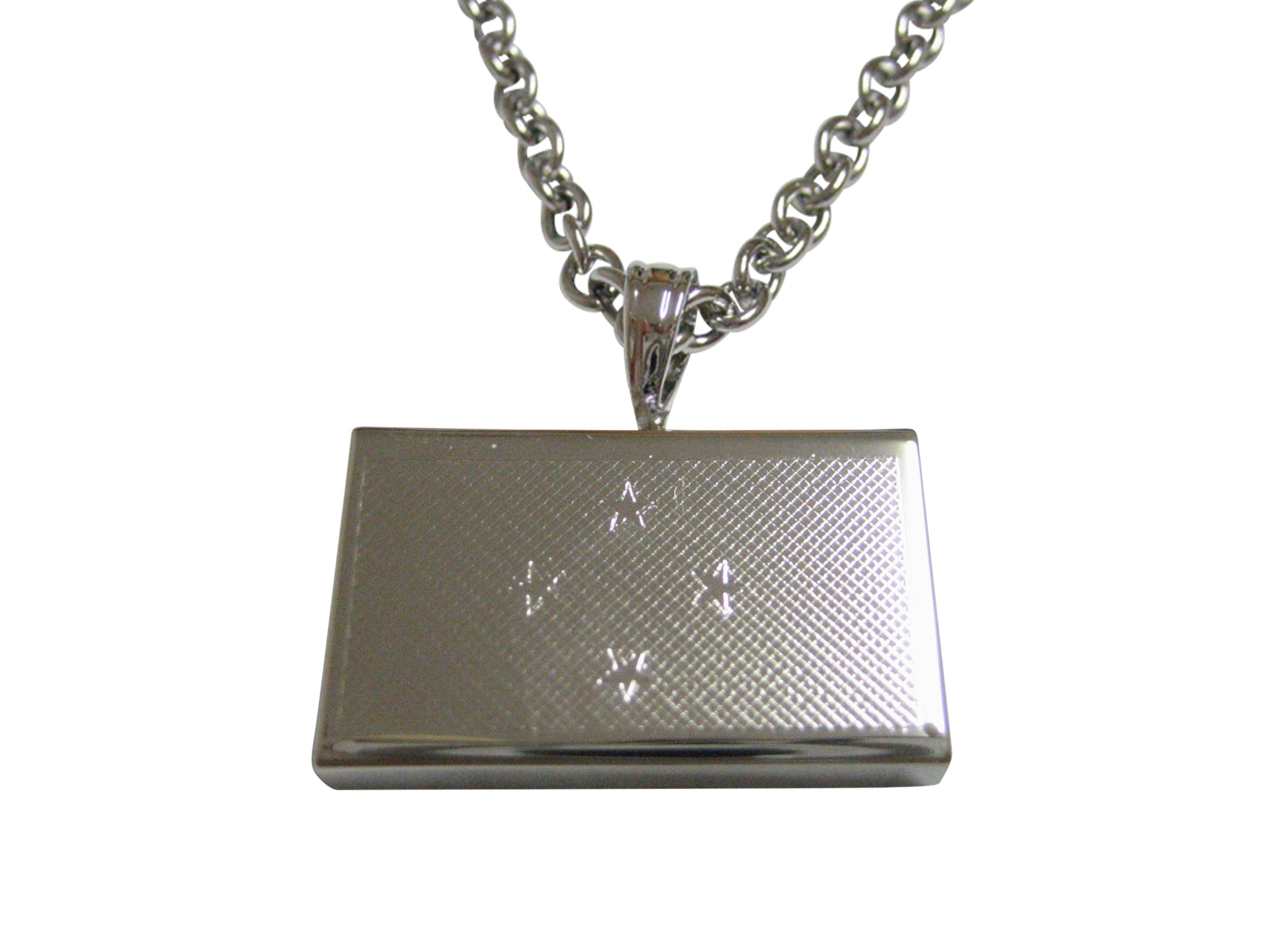 Silver Toned Etched Micronesia Flag Pendant Necklace