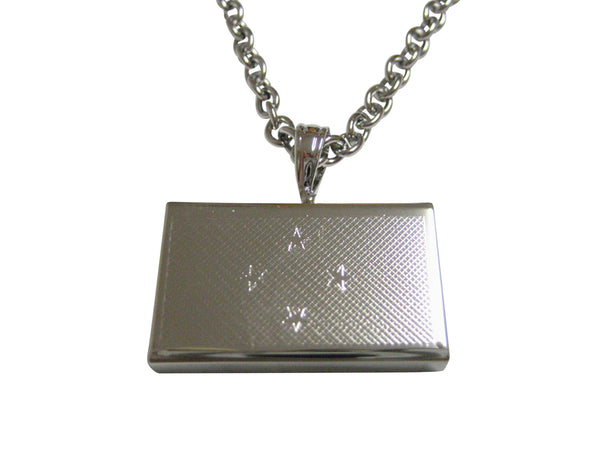 Silver Toned Etched Micronesia Flag Pendant Necklace