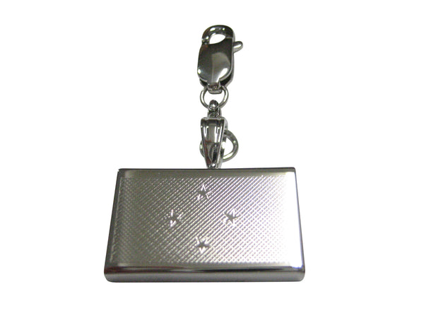 Silver Toned Etched Micronesia Flag Pendant Zipper Pull Charm
