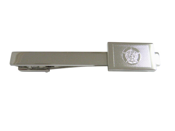 Silver Toned Etched Minnesota State Flag Square Tie Clip