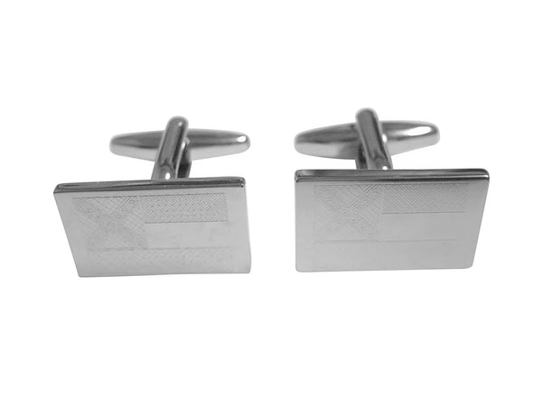 Silver Toned Etched Mississippi State Flag Cufflinks