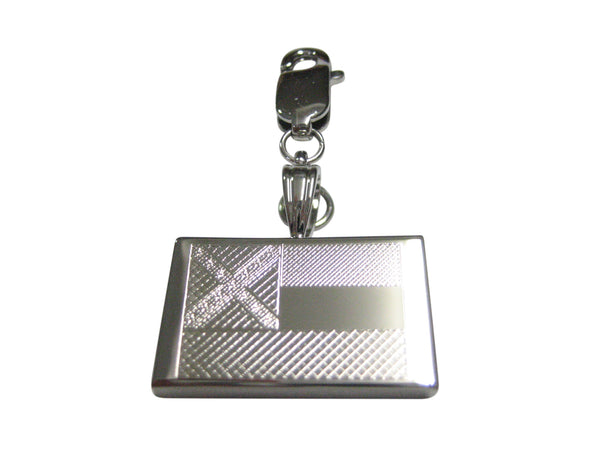 Silver Toned Etched Mississippi State Flag Pendant Zipper Pull Charm