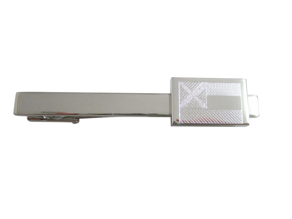 Silver Toned Etched Mississippi State Flag Square Tie Clip