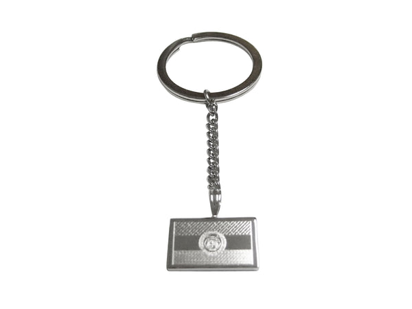 Silver Toned Etched Missouri State Flag Keychain