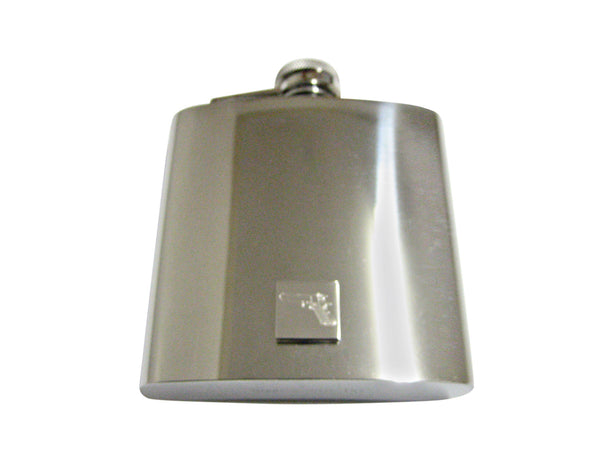 Silver Toned Etched Modern Handgun 6 Oz. Stainless Steel Flask
