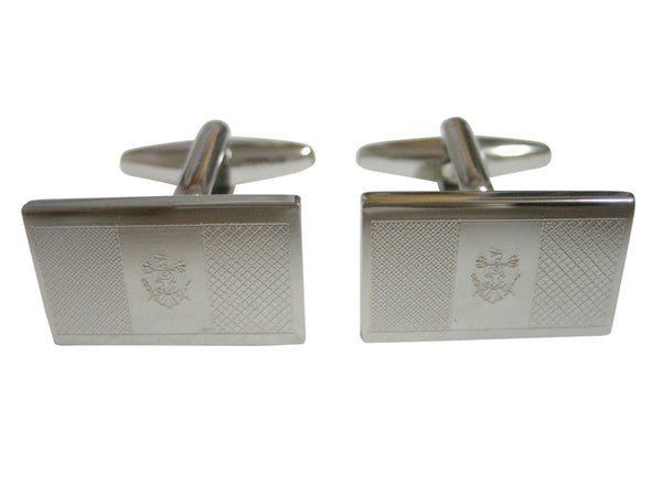 Silver Toned Etched Moldova Flag Cufflinks