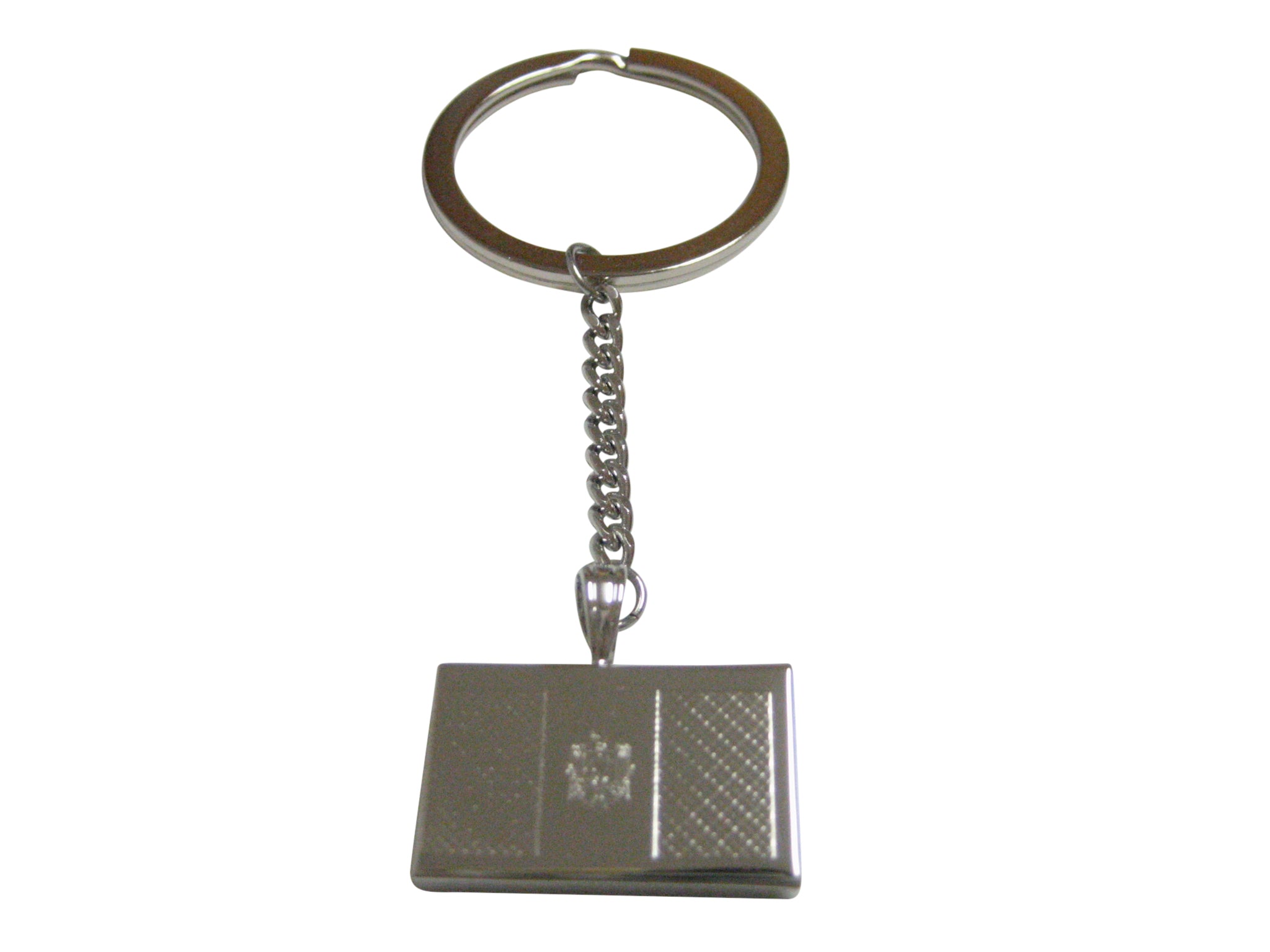 Silver Toned Etched Moldova Flag Pendant Keychain