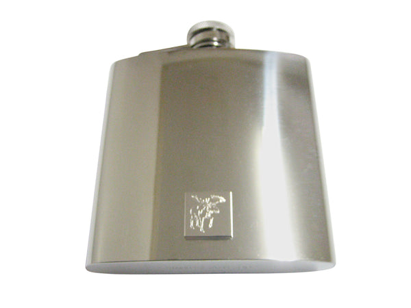 Silver Toned Etched Moose 6 Oz. Stainless Steel Flask