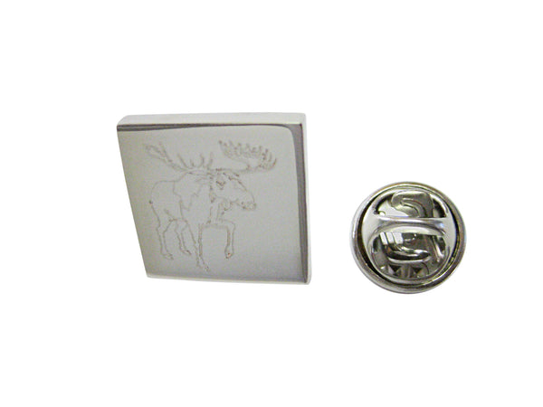 Silver Toned Etched Moose Lapel Pin