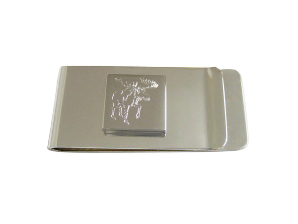 Silver Toned Etched Moose Money Clip