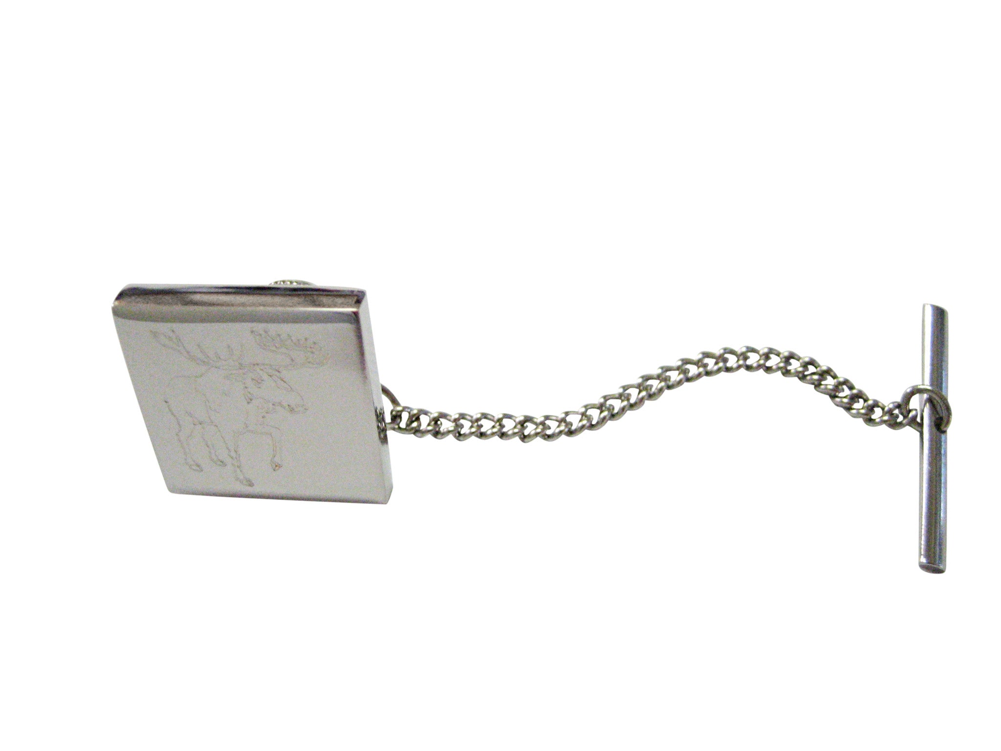 Silver Toned Etched Moose Tie Tack