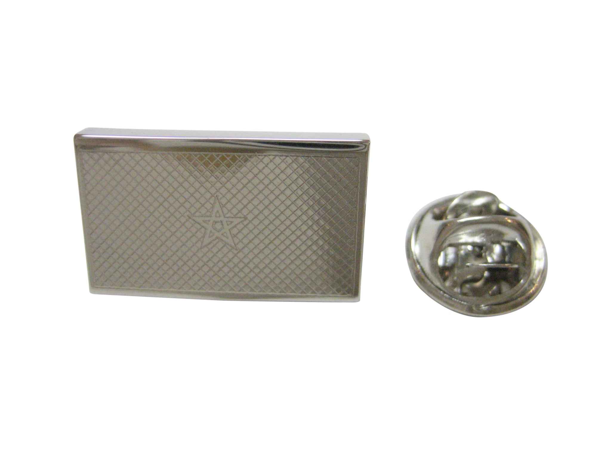 Silver Toned Etched Morocco Flag Lapel Pin