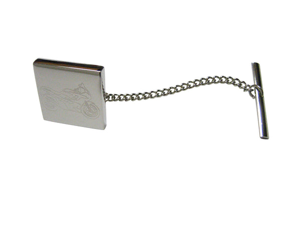 Silver Toned Etched Motorcycle Tie Tack