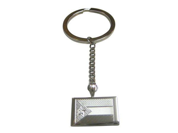 Silver Toned Etched Mozambique Flag Pendant Keychain