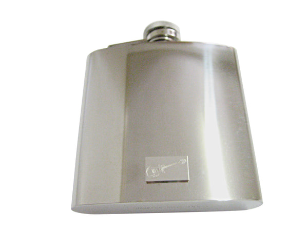 Silver Toned Etched Musical Guitar 6 Oz. Stainless Steel Flask