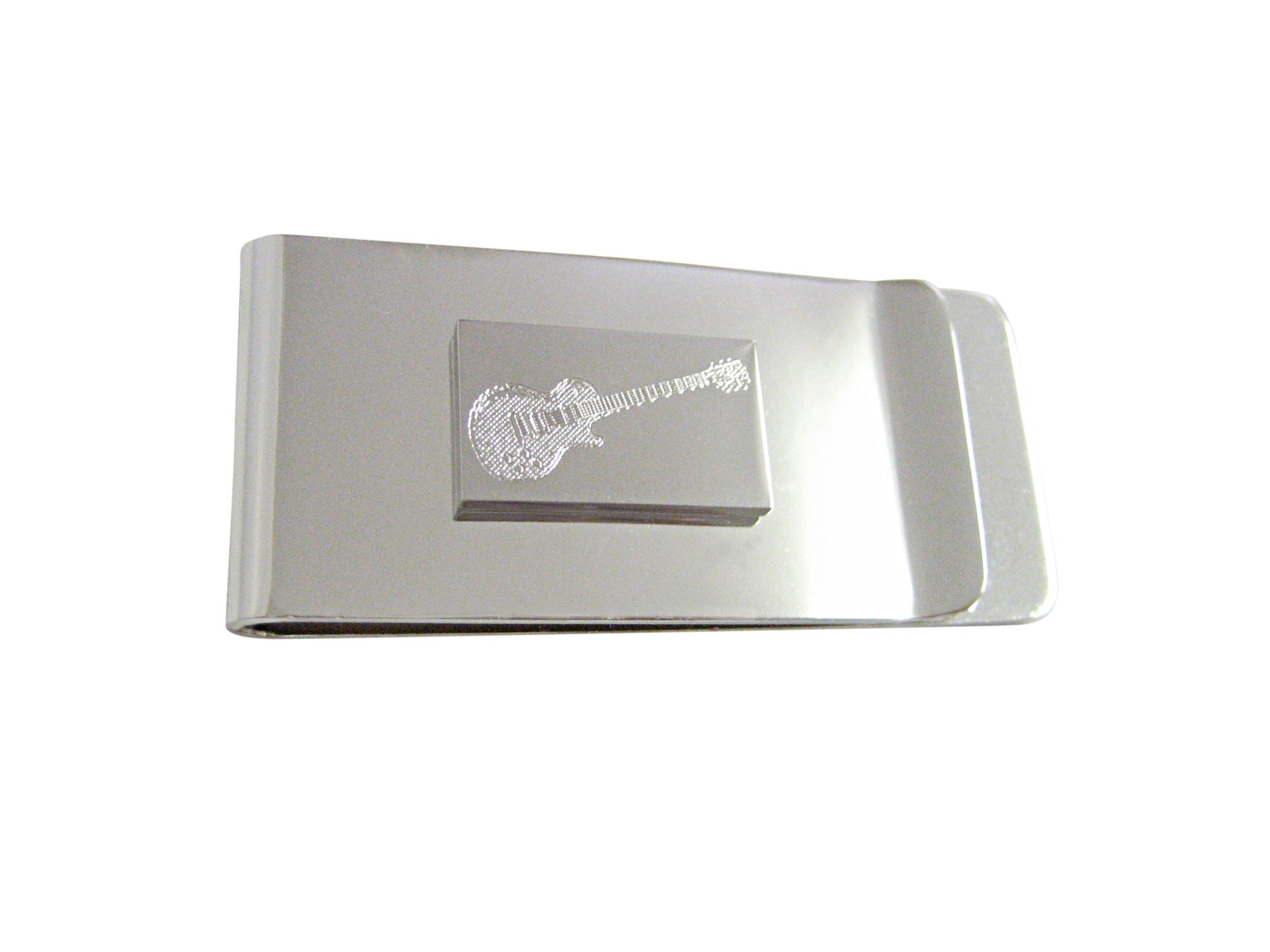 Silver Toned Etched Musical Guitar Money Clip