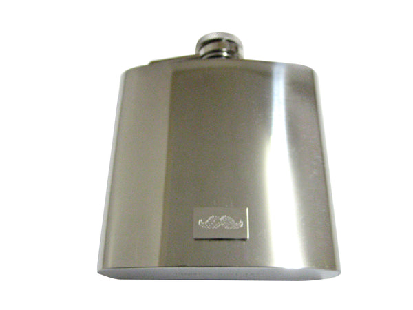 Silver Toned Etched Mustache 6 Oz. Stainless Steel Flask