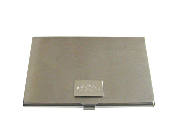 Silver Toned Etched Mustache Business Card Holder
