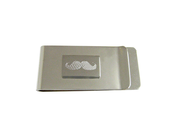 Silver Toned Etched Mustache Money Clip