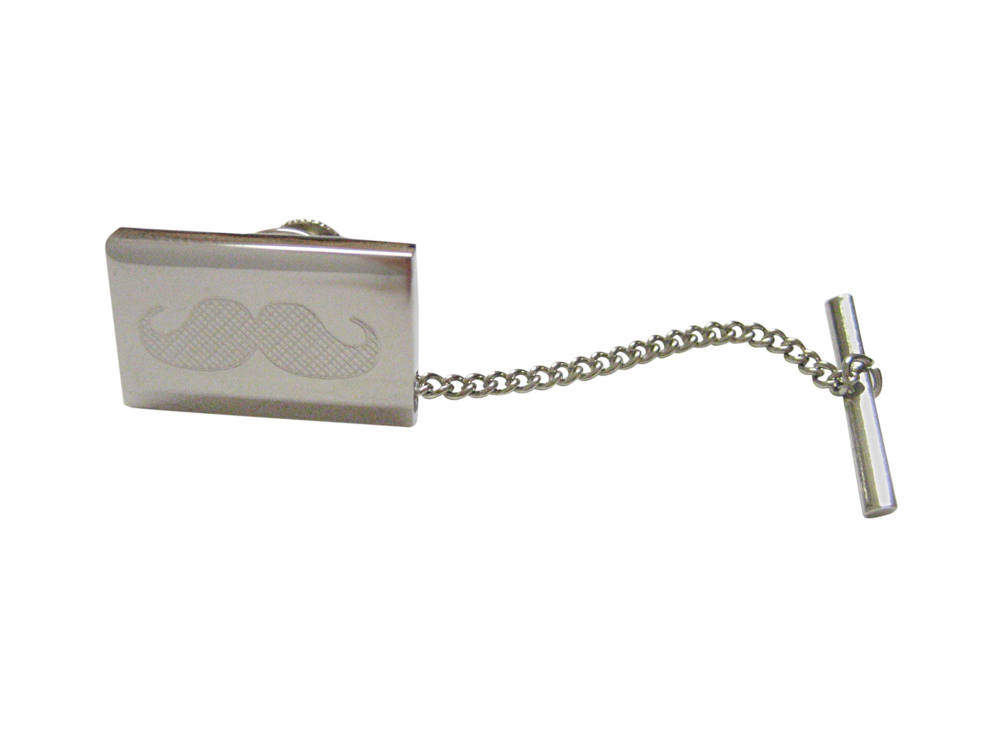 Silver Toned Etched Mustache Tie Tack