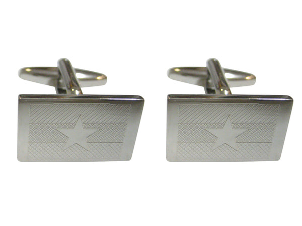 Silver Toned Etched Myanmar Burma Flag Cufflinks