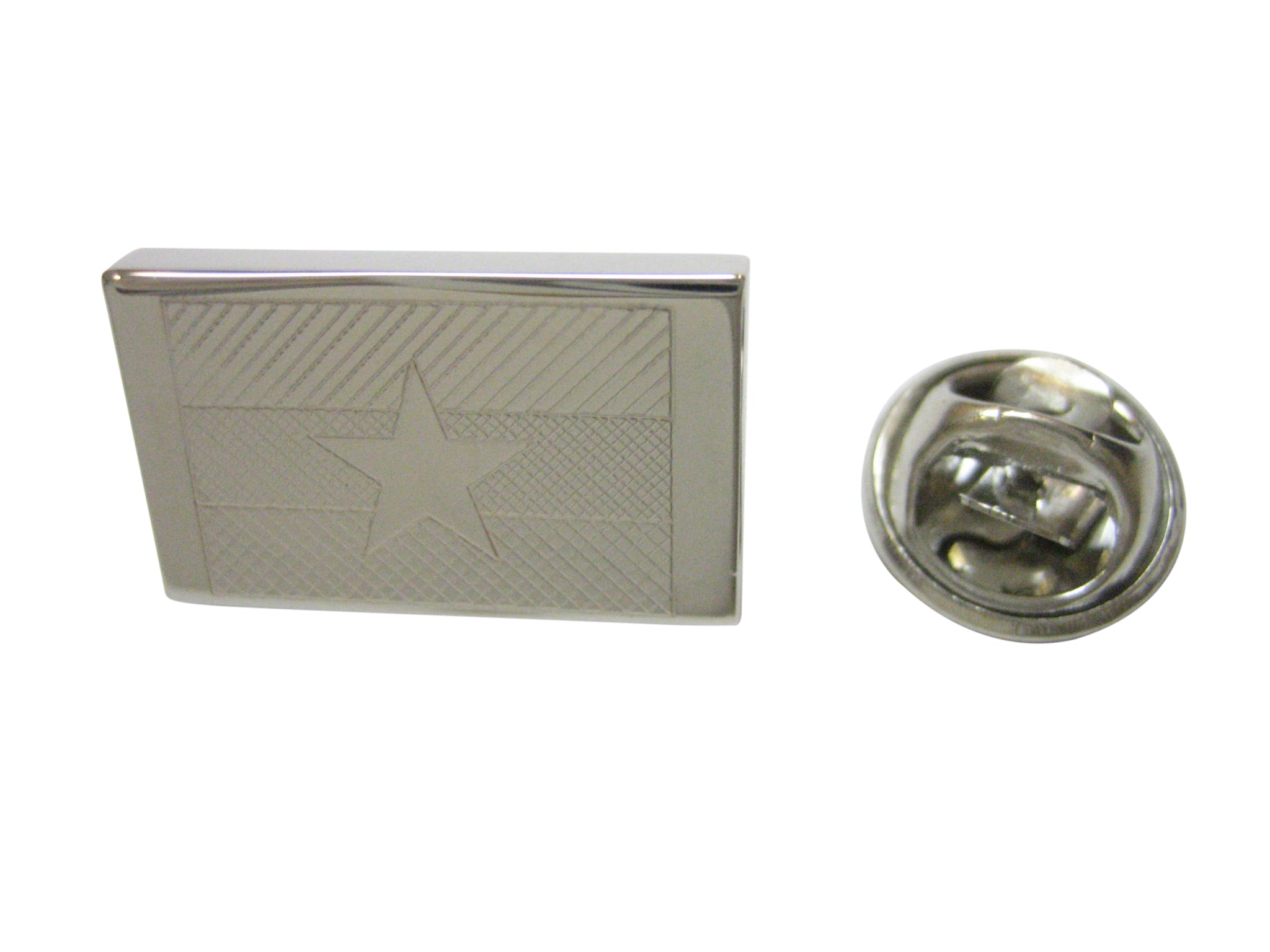 Silver Toned Etched Myanmar Burma Flag Lapel Pin