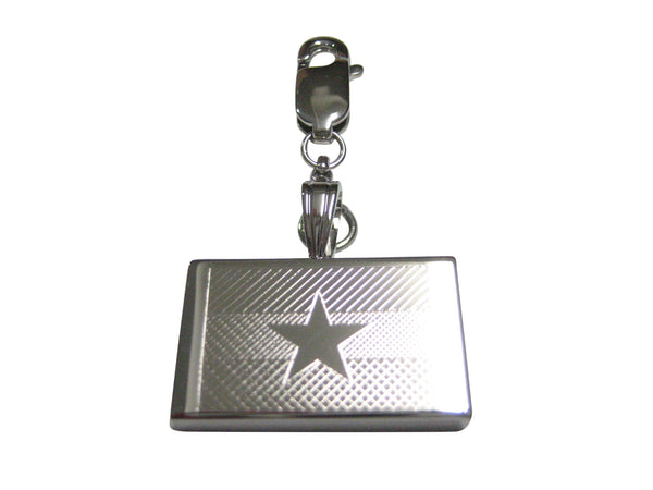 Silver Toned Etched Myanmar Burma Flag Pendant Zipper Pull Charm