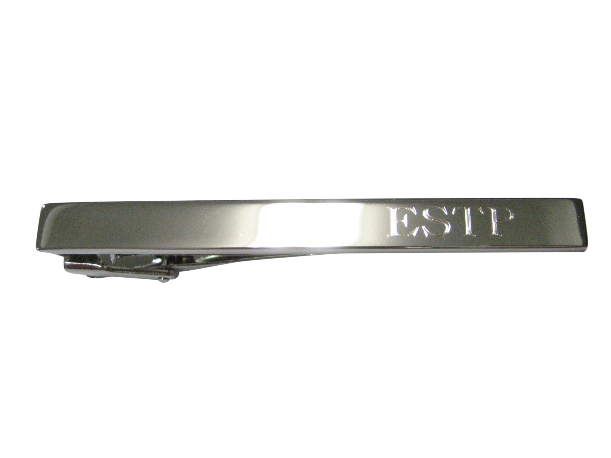 Silver Toned Etched Myers Briggs ESTP Tie Clip