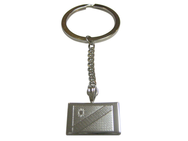 Silver Toned Etched Namibia Flag Pendant Keychain