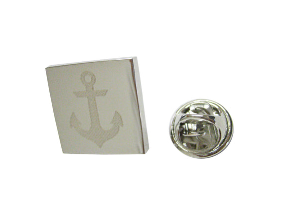 Silver Toned Etched Nautical Anchor Lapel Pin
