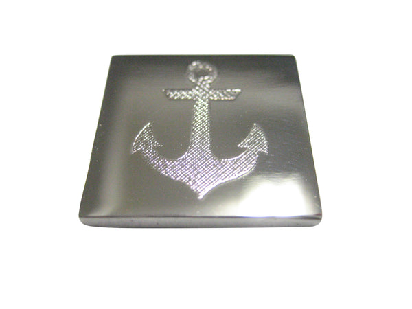 Silver Toned Etched Nautical Anchor Magnet