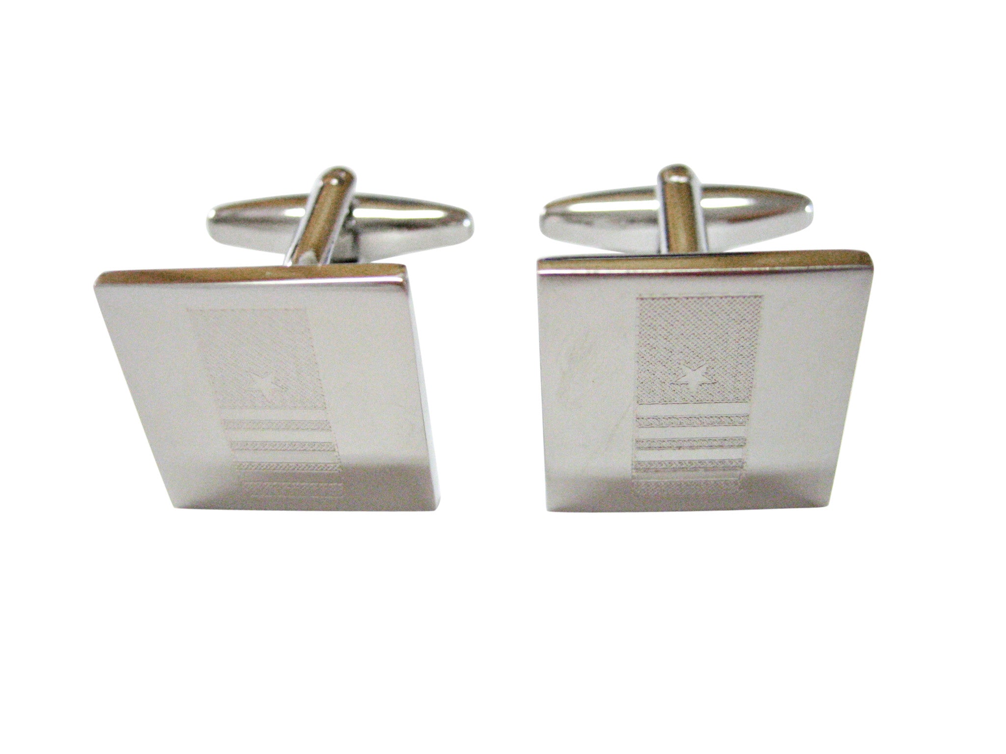 Silver Toned Etched Nautical Captain Rank Cufflinks