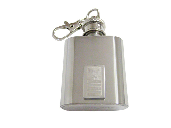 Silver Toned Etched Nautical Captain Rank 1 Oz. Stainless Steel Key Chain Flask