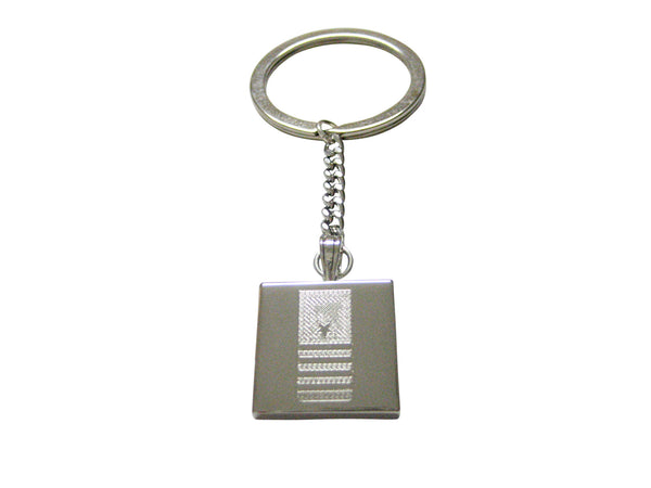 Silver Toned Etched Nautical Captain Rank Keychain