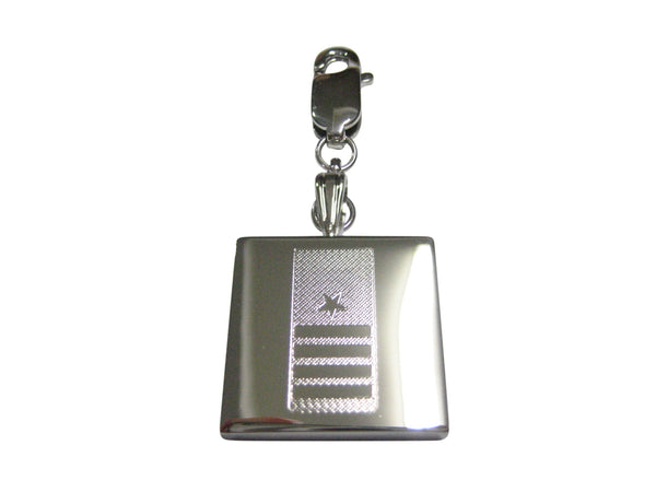 Silver Toned Etched Nautical Captain Rank Pendant Zipper Pull Charm