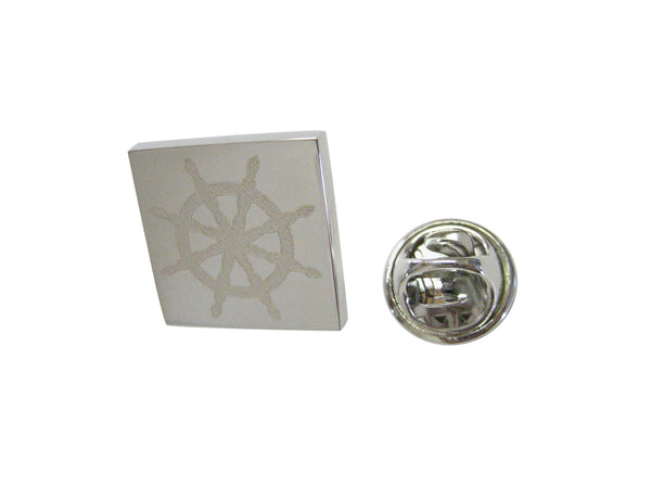 Silver Toned Etched Nautical Helm Lapel Pin