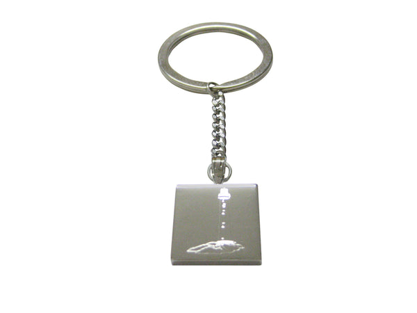 Silver Toned Etched Nautical Lighthouse Keychain