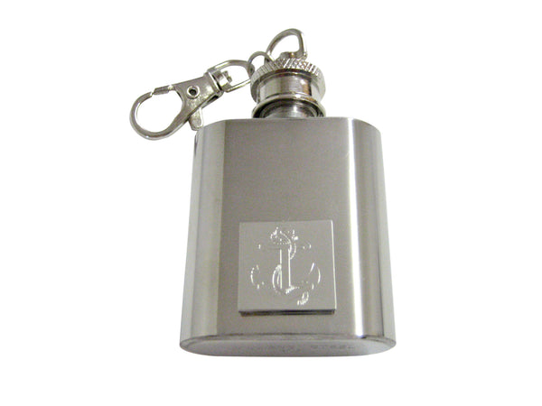 Silver Toned Etched Nautical Roped Anchor 1 Oz. Stainless Steel Key Chain Flask