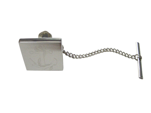 Silver Toned Etched Nautical Roped Anchor Tie Tack