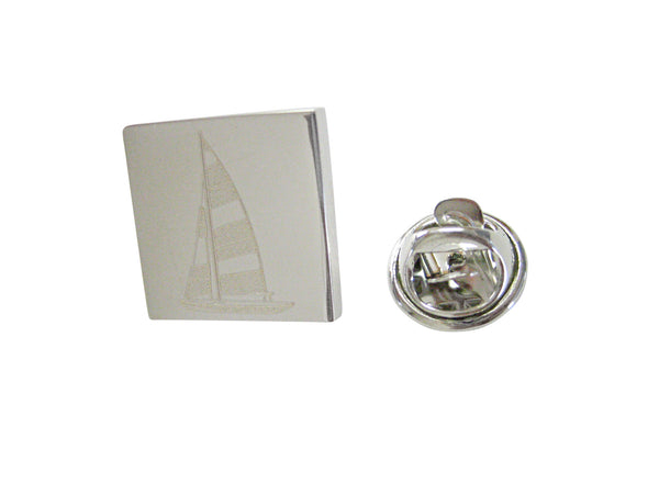 Silver Toned Etched Nautical Sail Boat Lapel Pin