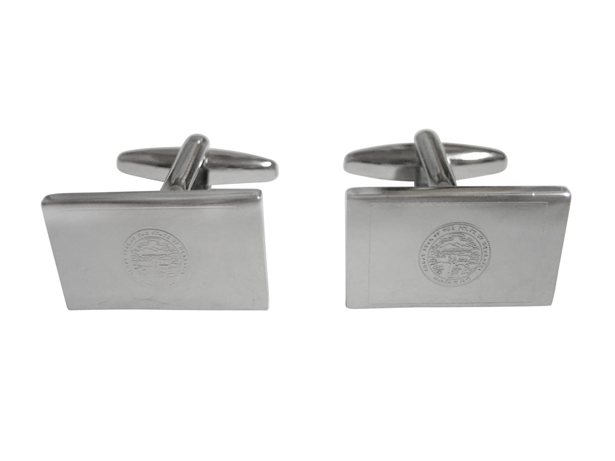 Silver Toned Etched Nebraska State Flag Cufflinks