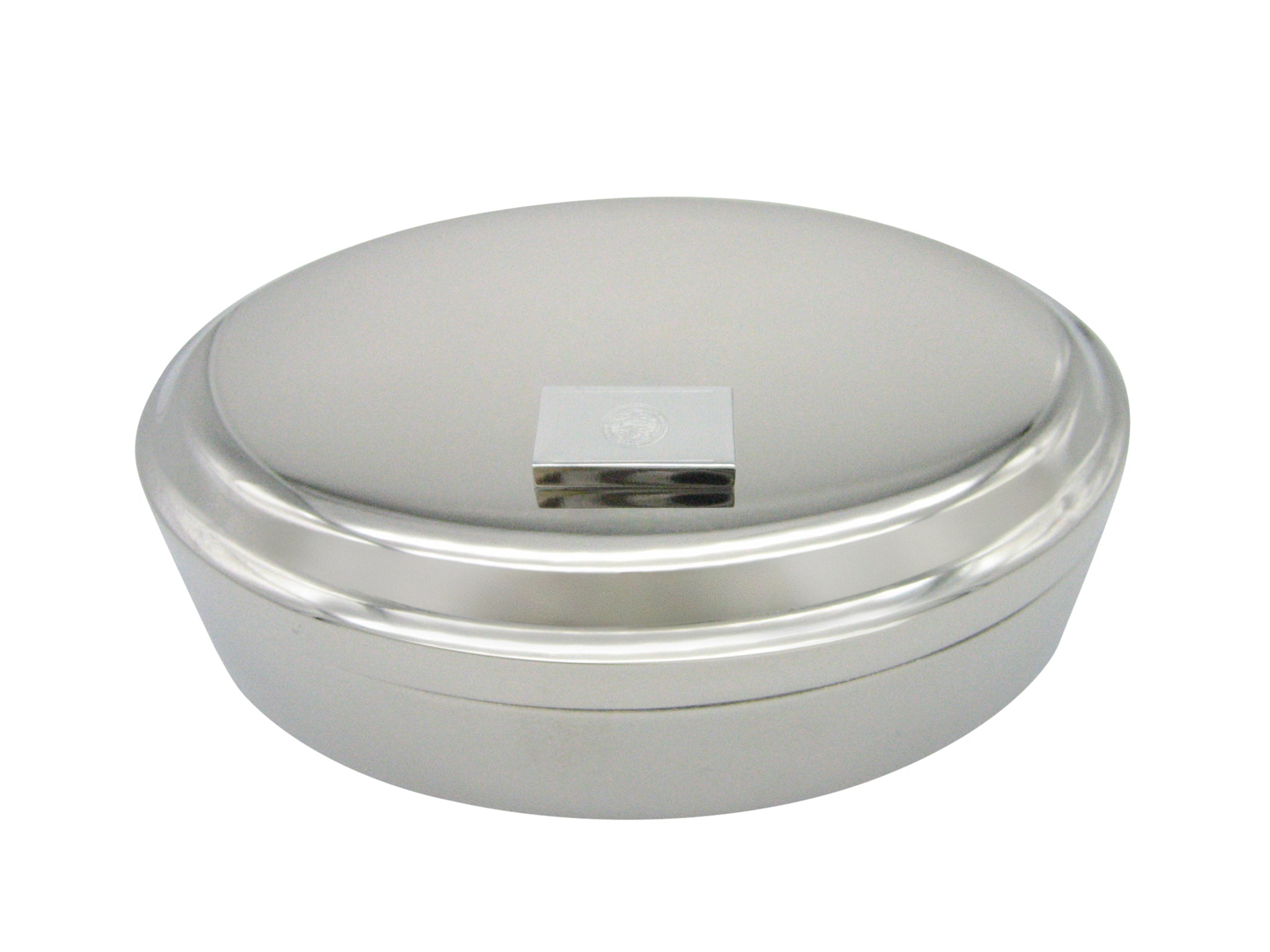 Silver Toned Etched Nebraska State Flag Pendant Oval Trinket Jewelry Box