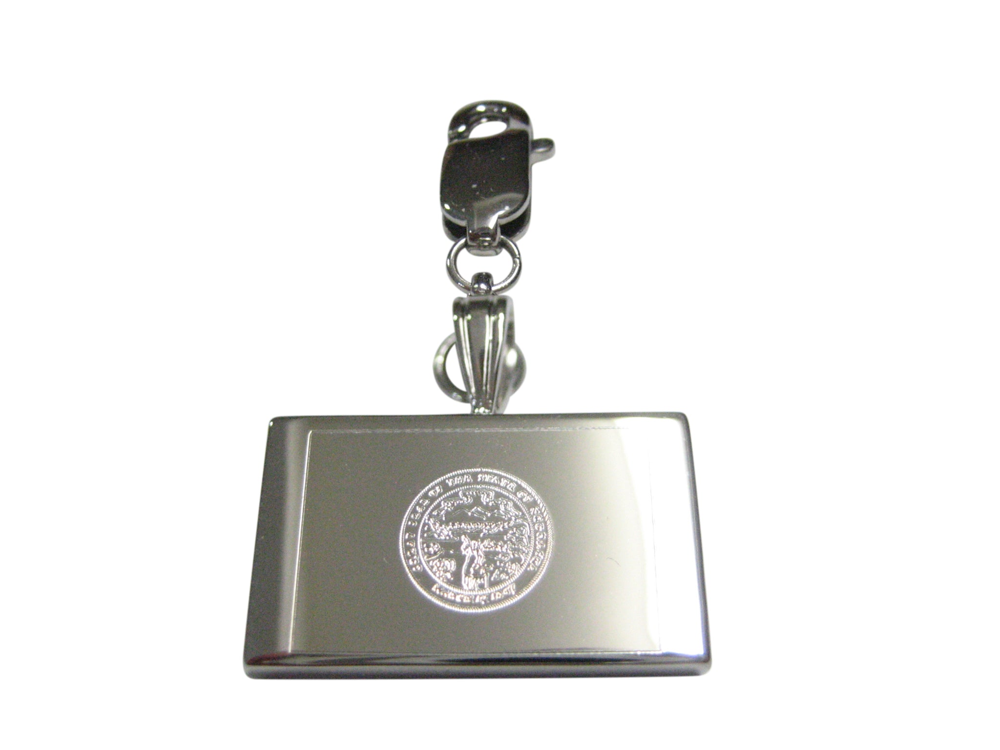 Silver Toned Etched Nebraska State Flag Pendant Zipper Pull Charm