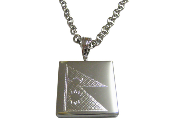 Silver Toned Etched Nepal Flag Pendant Necklace