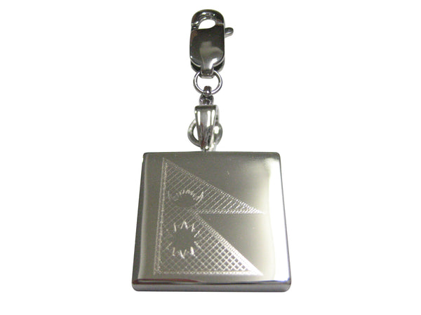 Silver Toned Etched Nepal Flag Pendant Zipper Pull Charm