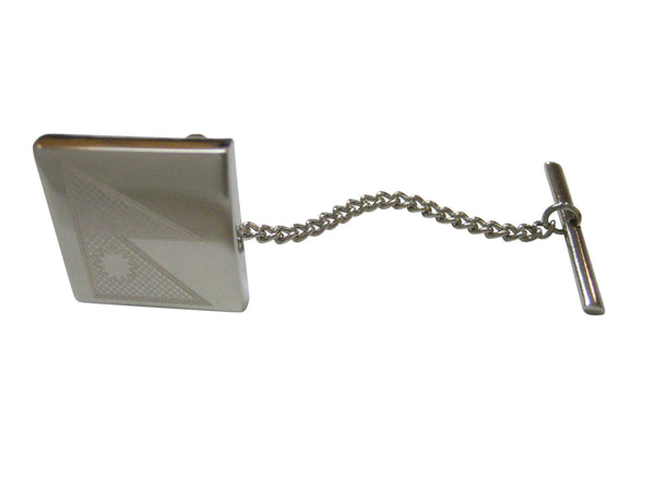 Silver Toned Etched Nepal Flag Tie Tack