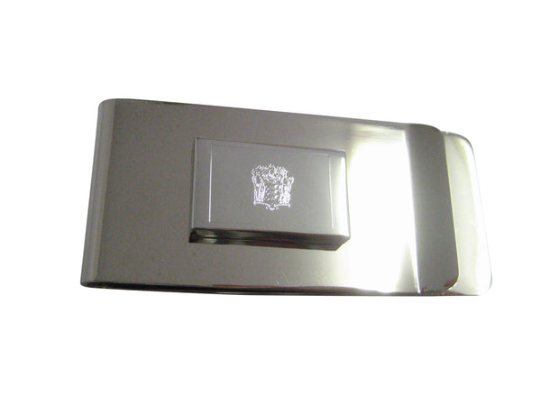 Silver Toned Etched New Jersey State Flag Money Clip