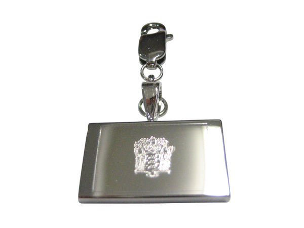 Silver Toned Etched New Jersey State Flag Pendant Zipper Pull Charm